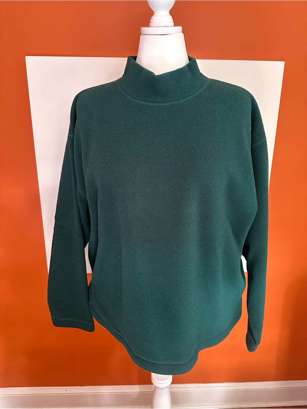 Vintage Oarsman Tag J. Crew Forest Green Fleece Mock Neck Pullover - Large